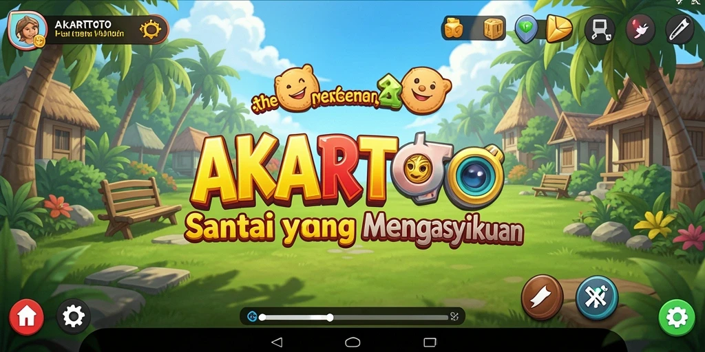 Tangkapan layar gameplay AKARTOTO yang menunjukkan suasana santai dan menyenangkan.
