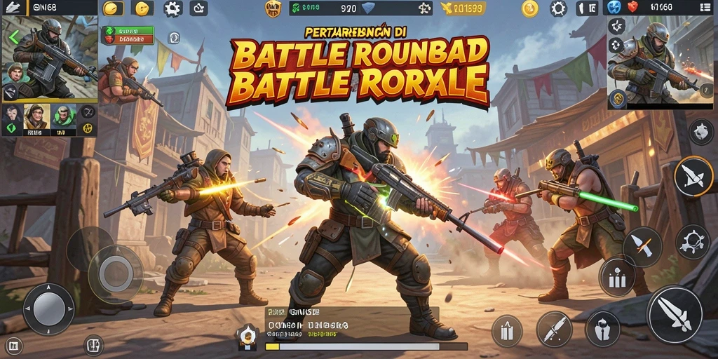 Screenshot gameplay GN168 menunjukkan intensitas pertarungan Battle Royale.