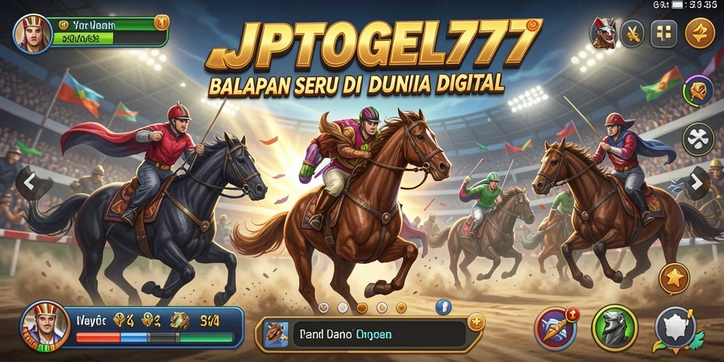 Tampilan gameplay seru JPTOGEL77 saat balapan di lintasan.